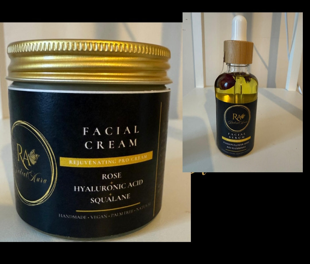 PROMOTION!! Day & Night Face Care Set – Natural Hydration & Re generation Day Cream 60ml + Night Serum 50ml | 100% Natural | Handmade in the UK