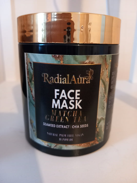 Face mask matcha green tea. Seaweed extract. Chia seedss